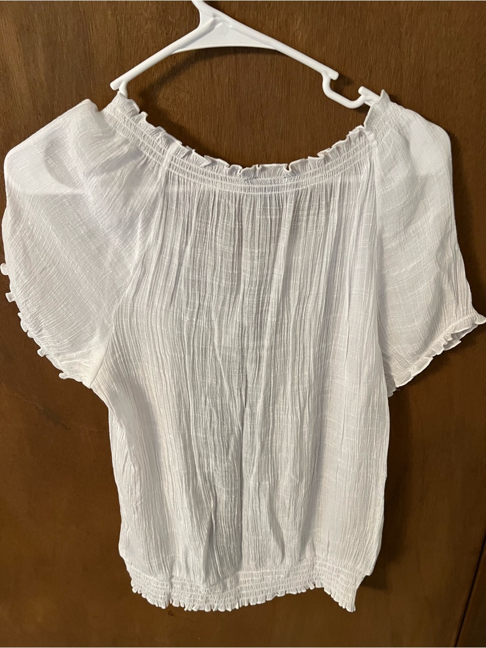 AB Studio White Peasant Blouse with Black Embroidered Panel - Picture 2 of 5